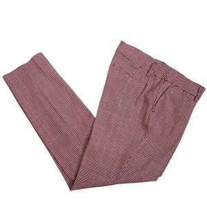 Adrienne Vittadini Trouser Dress Pants Womens 12 Red White Checked Mid Rise Zip